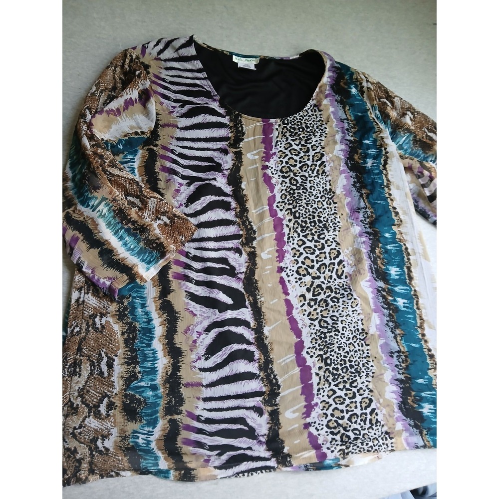Ulla Popken Top 20 / 22 Mixed Print Hippie Peasant Boho Bohemian Lagenlook